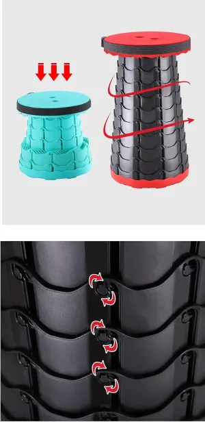 Telescopic Portable Stool, Camping Retractable Folding Stool for Fishing, Hiking, Travel, Queuing, Gardening Capacity 250Lbs,Rose red