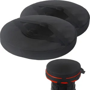 Telescopic Stool Cushion, Round Thickened Folding Seat Cushion with Memory Foam for Retractable Camping Stool (Black) (2 Pack)