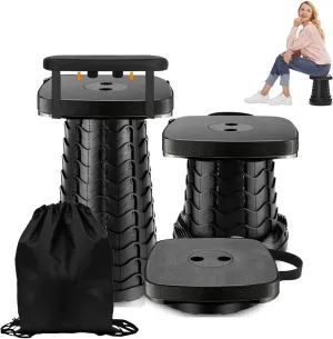 Telescopic Stool for Adults- Collapsible Stool with Cushion and Bag - Portable Collapsible Stool for Camping-Fishing-Hiking-BBQ - Sturdy Foldable Pop Up Stool - Lightweight and Compact Cyclone Seats