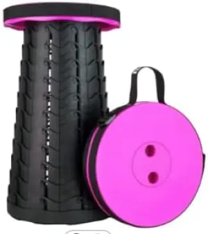 Telescoping Camping Stool, Collapsible Portable Stool, Adjustable Foldable Stool for Camping Gym Rave Party Parks Fishing Hiking BBQ Gardening Max Load 400 LBs (Purple)