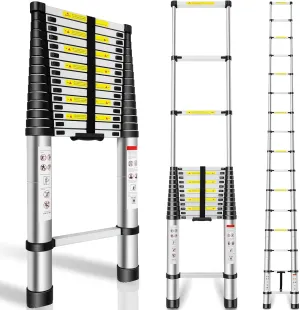 Telescoping Ladder 20.3FT, Telescopic Extension Ladder, Aluminum Alloy Folding Ladder Portable Multi-Purpose for Indoor Outdoor Work, Heavy Duty 330 lbs Load