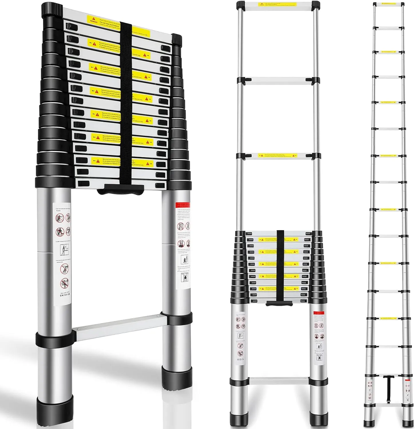 Telescoping Ladder 20.3FT, Telescopic Extension Ladder, Aluminum Alloy Folding Ladder Portable Multi-Purpose for Indoor Outdoor Work, Heavy Duty 330 lbs Load