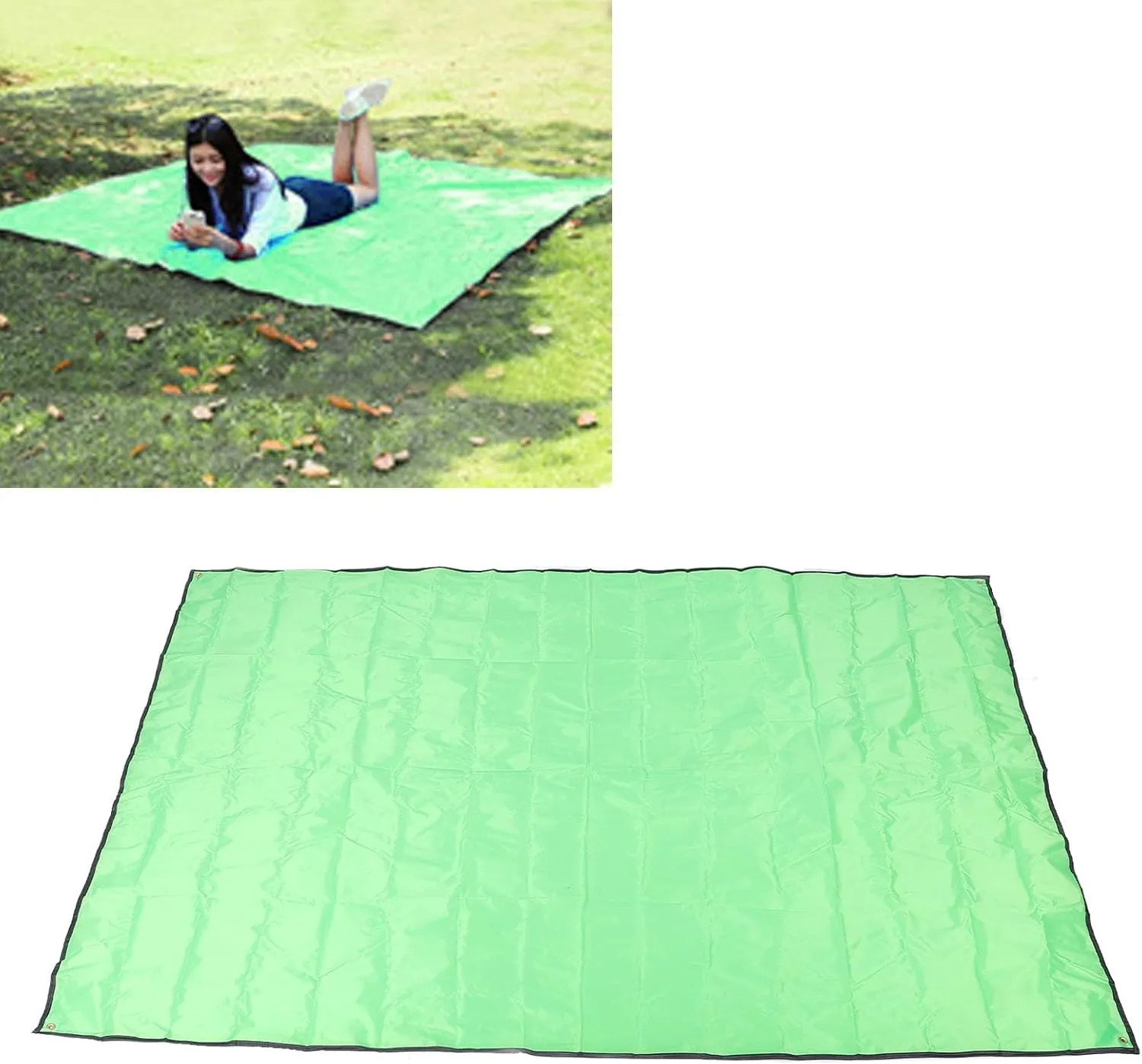 Tent Footprint Camping Tarp Sandproof Oxford Cloth Ground Mat 220x180cm with Storage Bag for Outdoor Picnic Beach Camping (Grass Green)