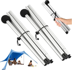 Tent Poles 79 inch Tarp Poles 2PCS Adjustable Tent Poles for Tarp 10 Sections Aluminum Replacement Tent Poles Non-Slip Shade Sail Poles for Camping Hiking Outdoor Sport