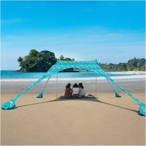Tents Beach Tent, Camping Tarp Sun Shelter, Portable Lightweight Anti UV Awning Canopy, with 2 Aluminum Poles, 4 Pole Anchors, Sand Shovel Carrying Bag,I