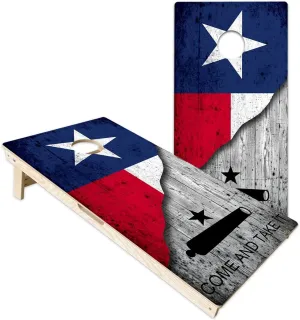 Texas Flag Distressed Split Come and Take It Wood Grain - 24x48 Full Size Premium Cornhole Boards by Get Outside Games