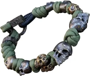 The Skull Army Paracord Bracelet, Men's Vintage Skeleton Paracord Woven Bracelet Gothic Skeleton Adjustable Braided Handstring