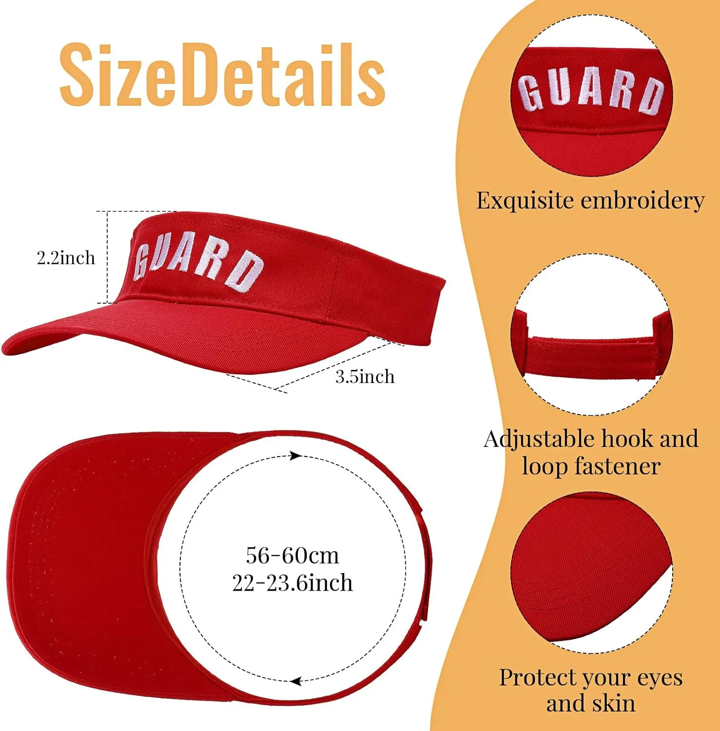 Tigeen 4Pcs Professional Guard Hat 4Pcs Emergency Whistles with Lanyard Guard Visor Loud Safety Plastic Whistle for Men Women
