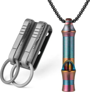 TISUR Belt loop keychain Titanium Emergency Whistle