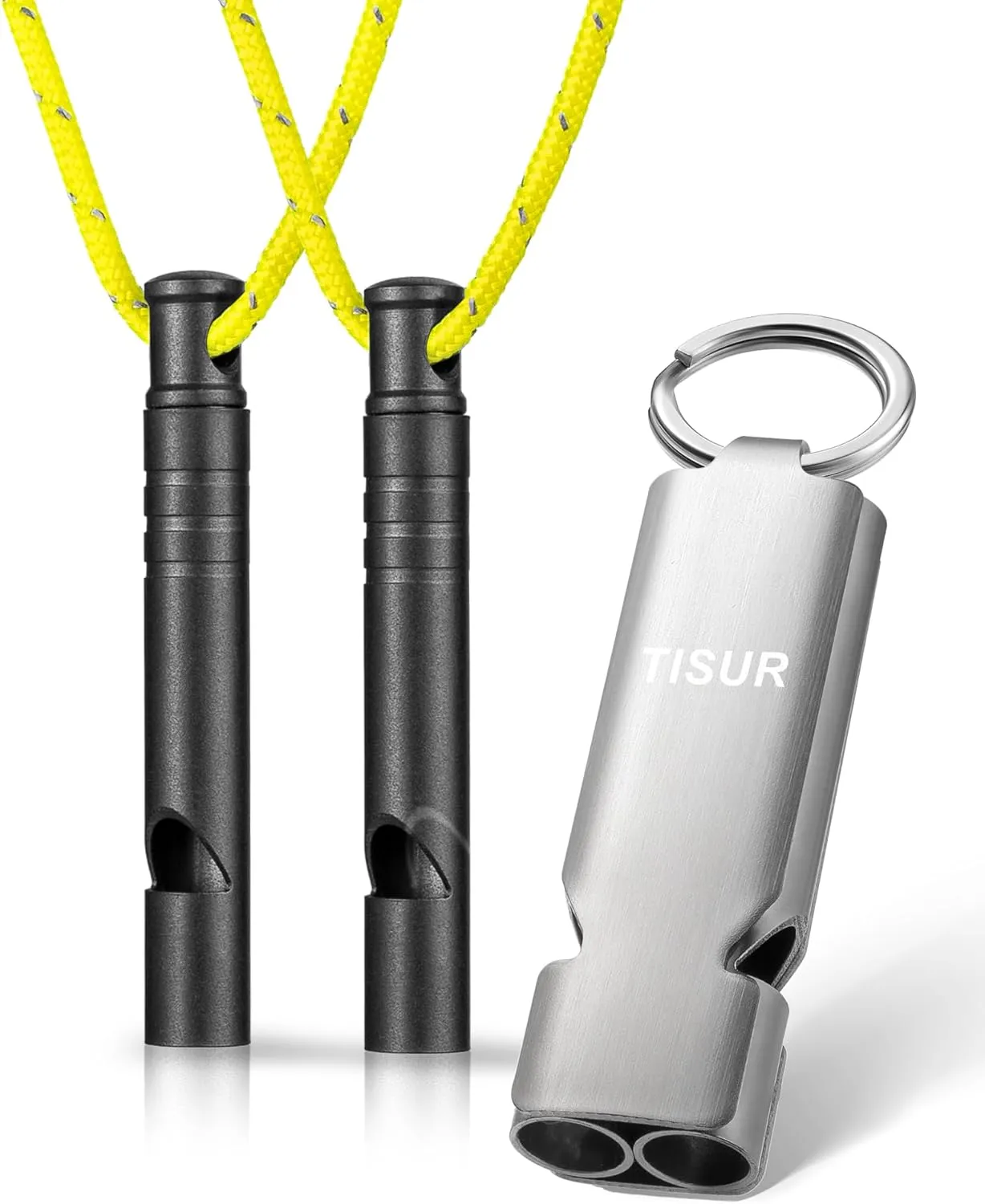 TISUR Loud Emergency Whistles 130db 2pcs Titanium Emergency Whistles