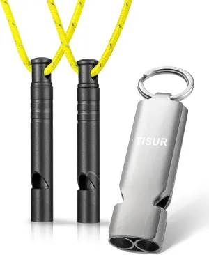 TISUR Loud Emergency Whistles 130db 2pcs Titanium Emergency Whistles