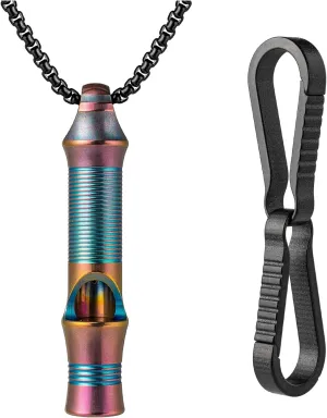 TISUR Titanium Emergency Whistle Titanium Key Chain Clip Hook