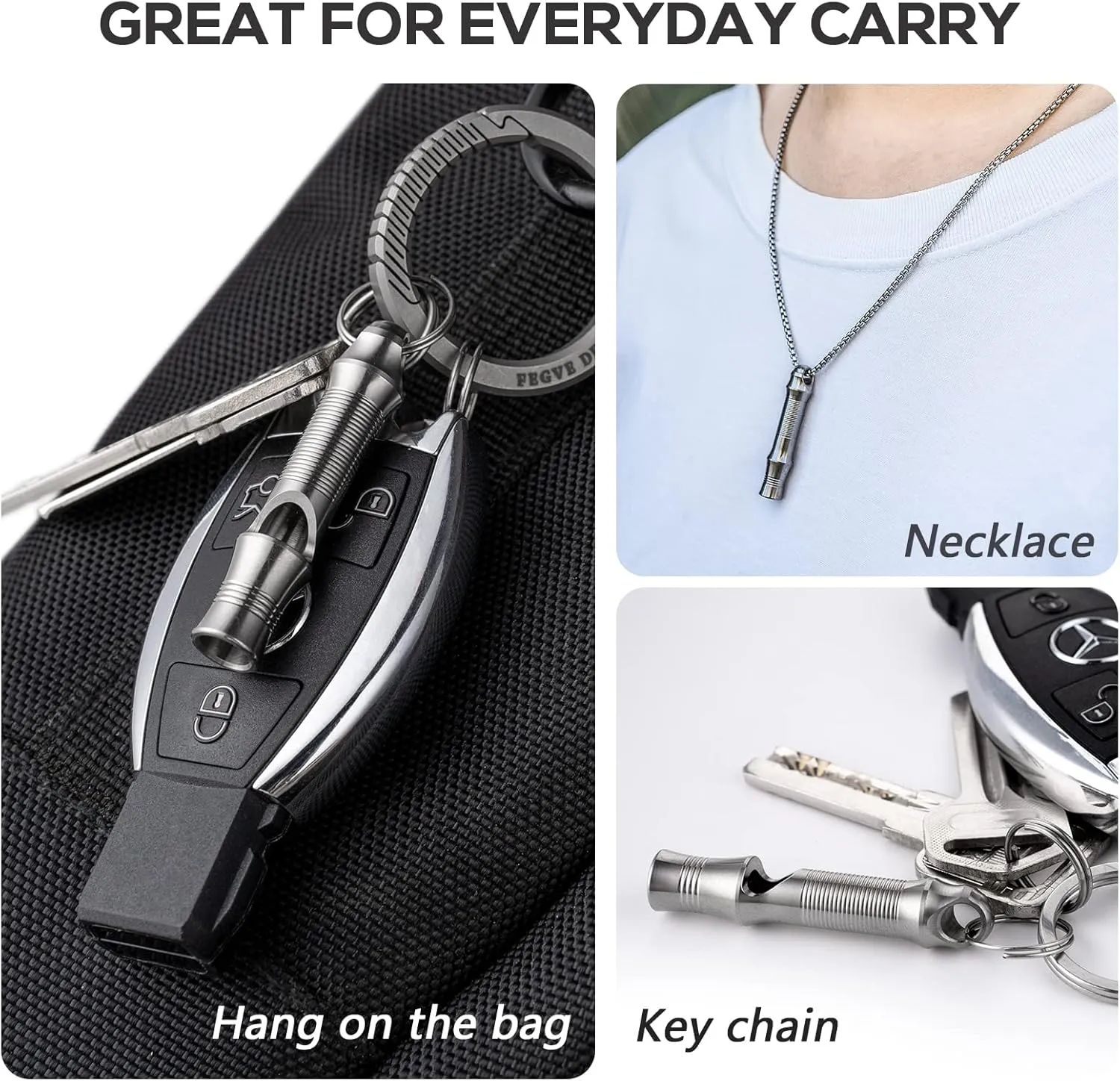 TISUR Titanium Emergency Whistle,EDC Safety Whistles Necklace Loud up to 120db,Survival Whistles for Survival,Hiking,Camping,Pets Training