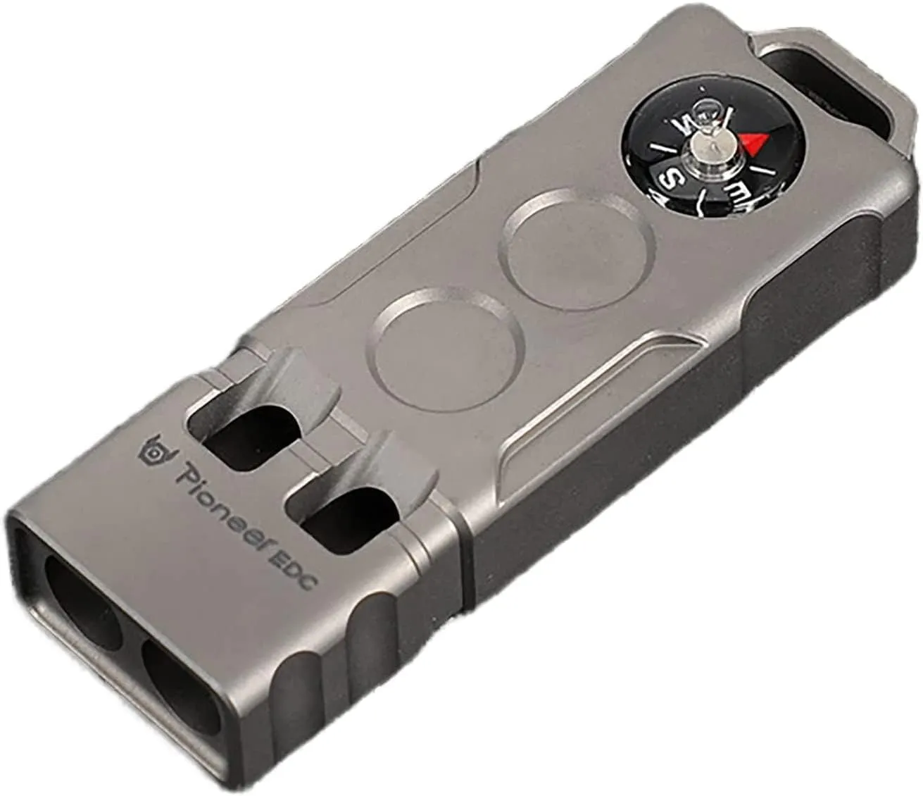 Titanium Compass Whistle,Safety Emergency Survival Function Whistle,Tiny Portable Double Tubes Safety Whistle,Outdoor Multifunctional Tool Safety Whistle for Camping Hiking Training