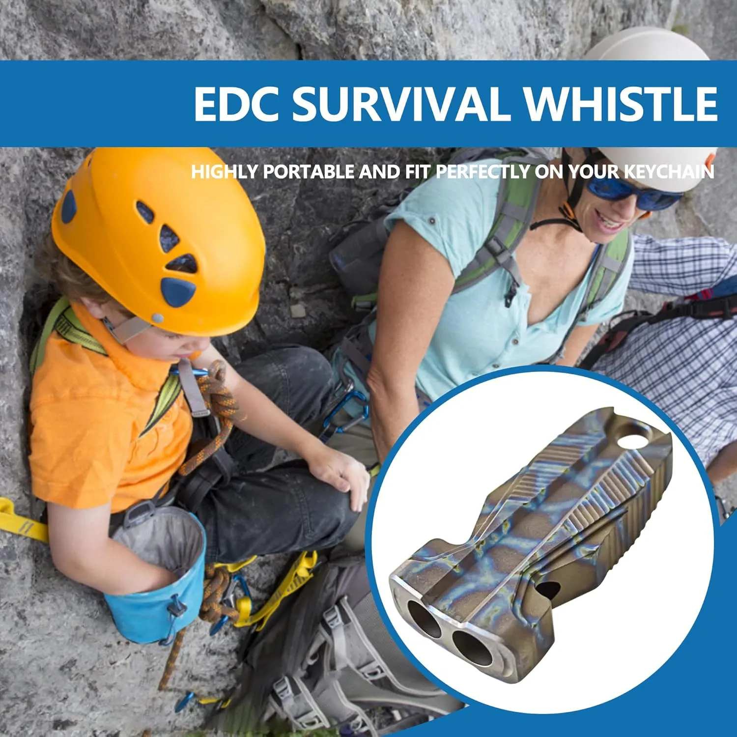 Titanium Emergency Survival Whistle with Necklace, Safety Whistle Loud Up to 120 Decibels for Emergency Survival, Life Saving, Camping, Hiking, Hunting and Pet Training