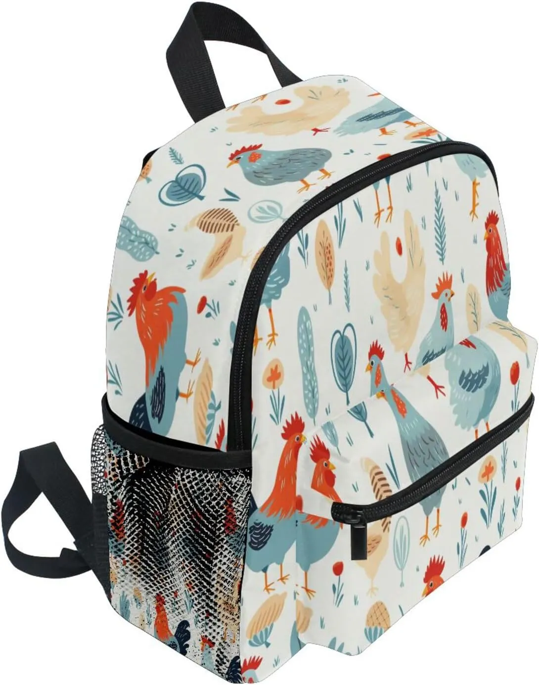 Toddler Backpack Bookbag School Bag Blue Orange Chicken Travel Bag for Girls Boys Kid with Name Card