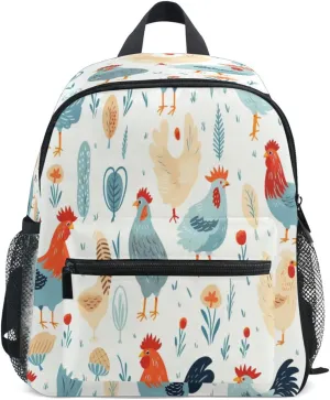 Toddler Backpack Bookbag School Bag Blue Orange Chicken Travel Bag for Girls Boys Kid with Name Card