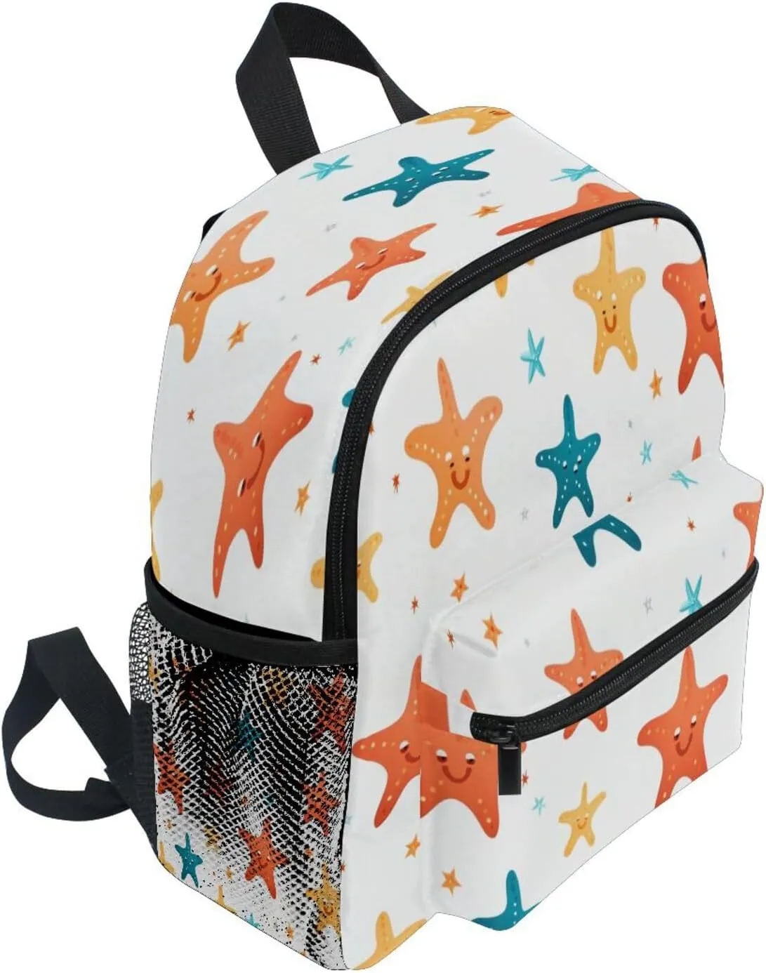 Toddler Backpack Bookbag School Bag Orange Blue Starfish Travel Bag for Girls Boys Kid with Name Card
