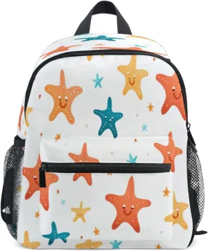 Toddler Backpack Bookbag School Bag Orange Blue Starfish Travel Bag for Girls Boys Kid with Name Card
