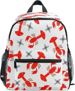 Toddler Backpack Bookbag School Bag Red Crayfish Travel Bag for Girls Boys Kid with Name Card