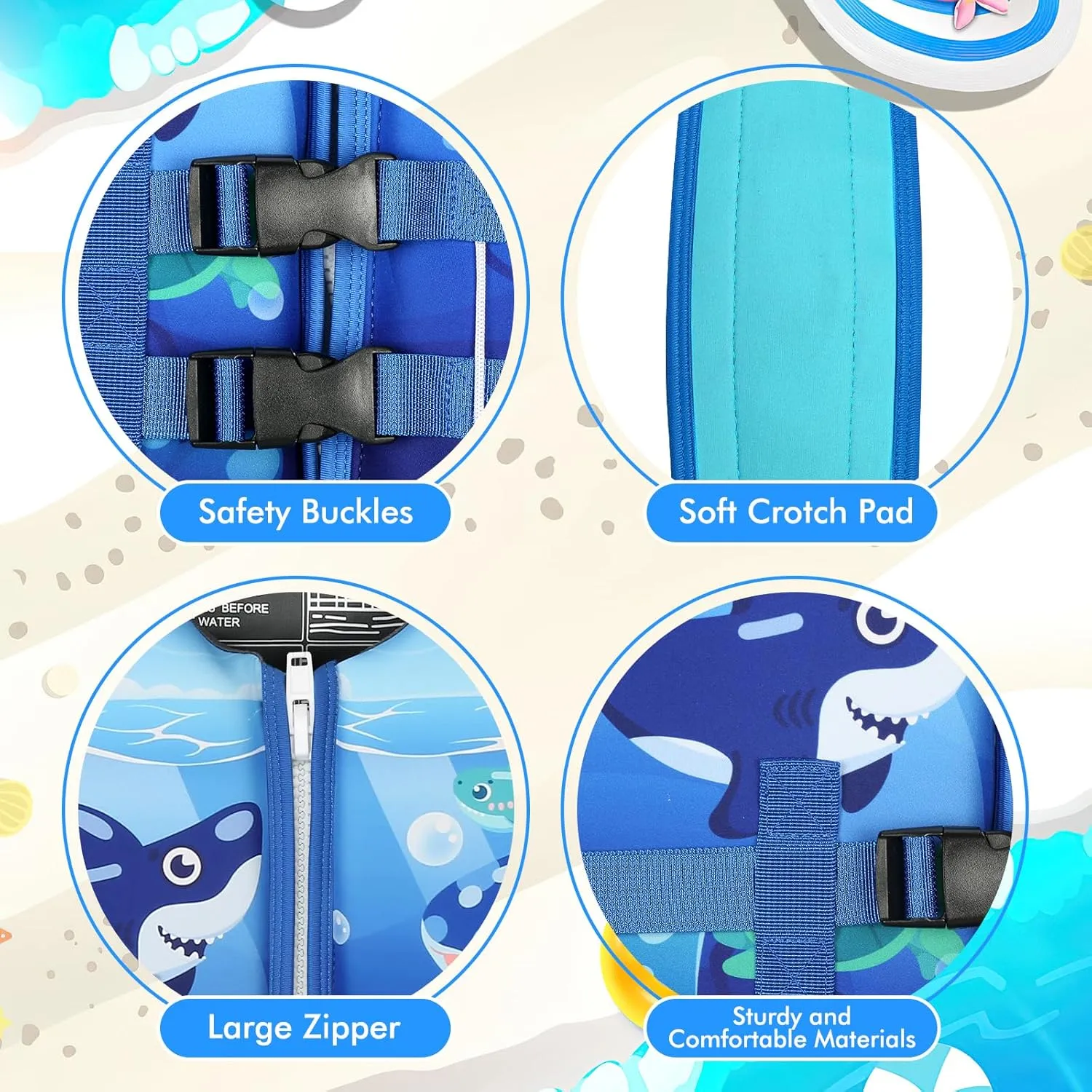 Toddler Swim Vest, Kids Swimming Floaties Jacket for 20-30-40-50 lbs Girls Boys for Boating, Pool, Beach, Learn to Swim