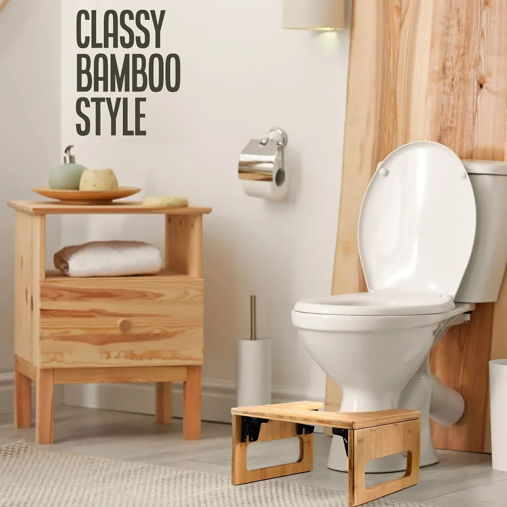 Toilet Stool, Potty Stool, Toilet Foot Stool Waterproof and Non Slip Squat Stool Adult Bamboo Toilet Stool Toilet Ottoman