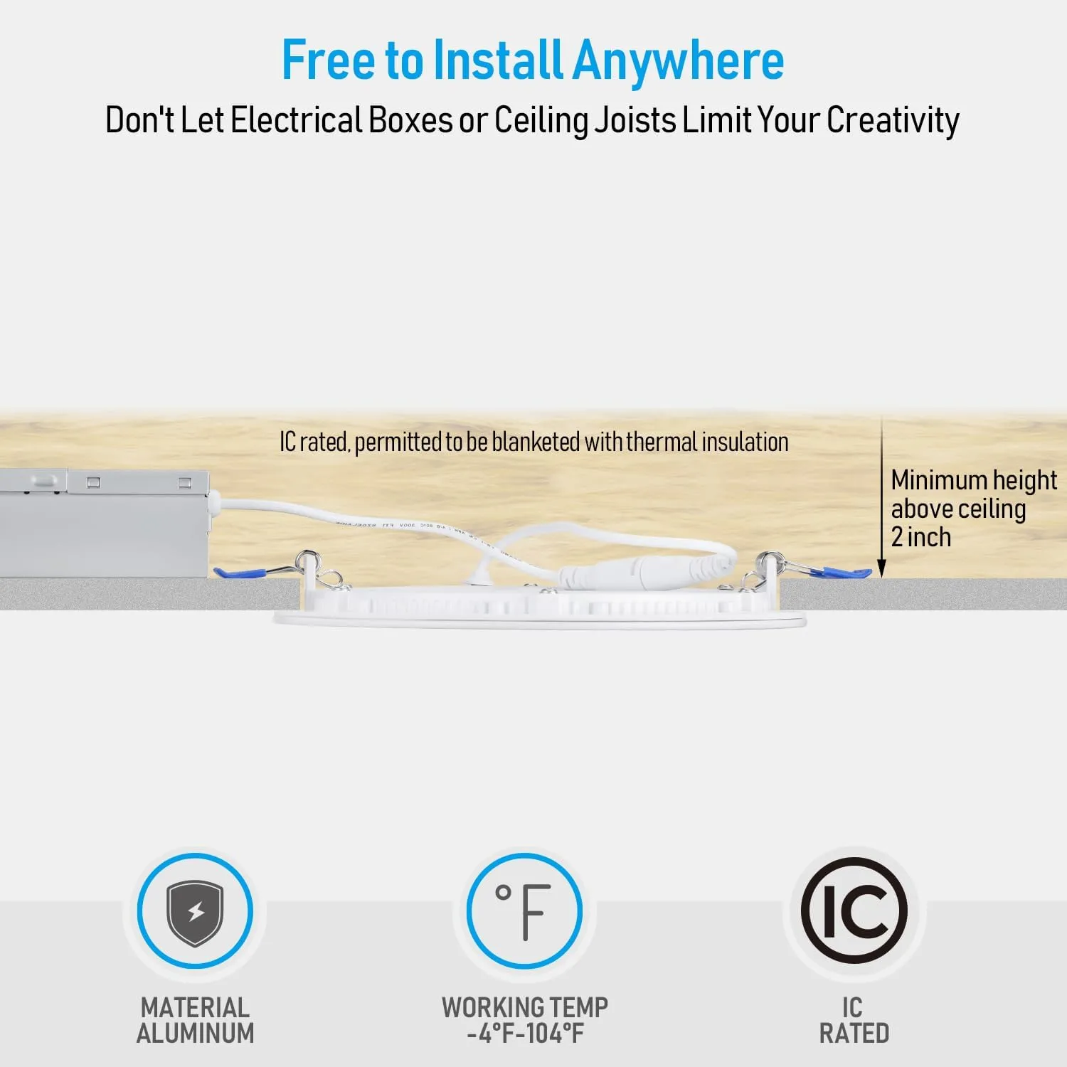 TORCHSTAR 12-Pack Essential Series 6 Inch Ultra-Thin LED Recessed Lighting with J-Box, 5000K Daylight, 12W Dimmable 1000lm Brightness LED Downlight, ETL & Energy Star Listed