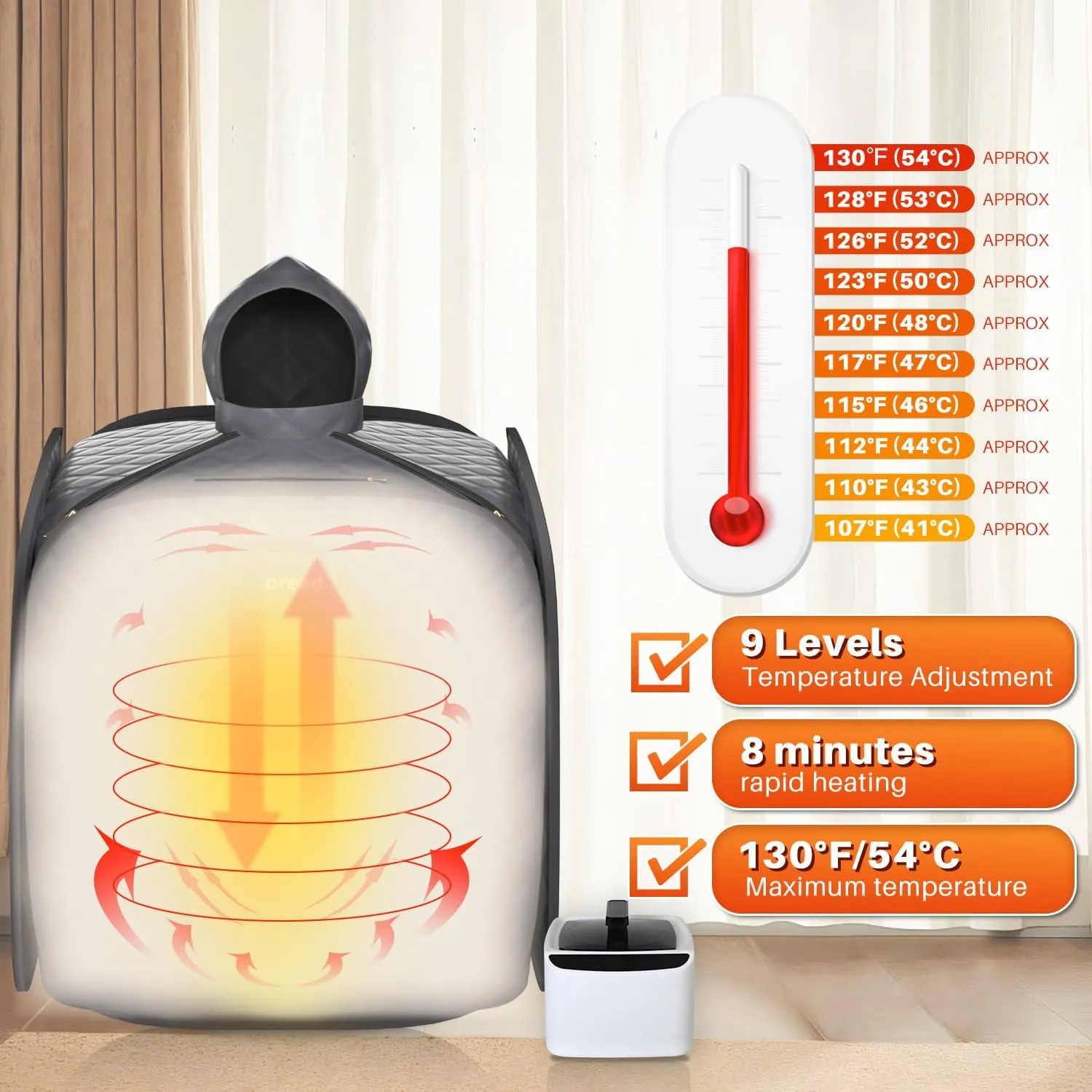 TOREAD Portable Steam Sauna for Home Spa, at Home Folding Steam Sauna with 1000W 2.8L Generator and Remote Control, Fast Heating in 6 Min Home Sauna Tent for Relaxation (Grey)