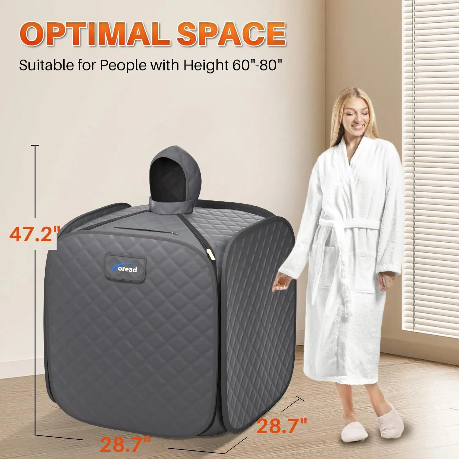 TOREAD Portable Steam Sauna for Home Spa, at Home Folding Steam Sauna with 1000W 2.8L Generator and Remote Control, Fast Heating in 6 Min Home Sauna Tent for Relaxation (Grey)