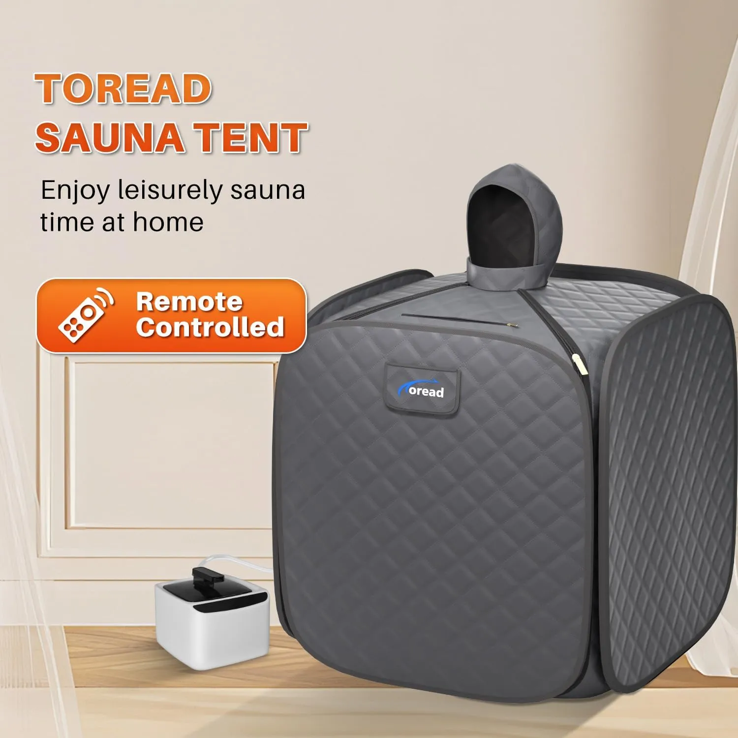 TOREAD Portable Steam Sauna for Home Spa, at Home Folding Steam Sauna with 1000W 2.8L Generator and Remote Control, Fast Heating in 6 Min Home Sauna Tent for Relaxation (Grey)