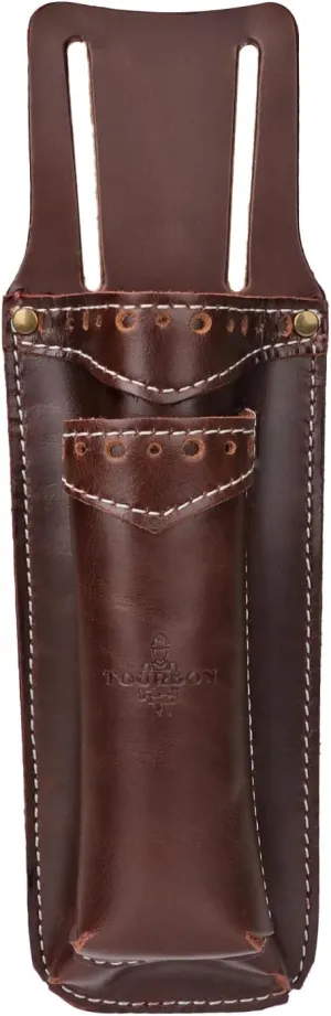 Tourbon Leather Garden Pruning Shears Folding Saw Double Holster Gardening Florist Pouch Multipurpose Tool Holder for Belt, Brown