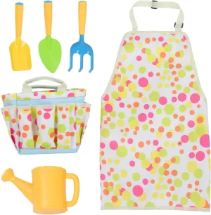 TOYANDONA Kids Gardening Set - 6pcs Garden Tool Kit for Kids and Toddlers with Shovel, Rake, Leaf Rake, Apron, Watering Can and Tote Bag, Summer Outdoor Yard Digging Toys for Boys Girls