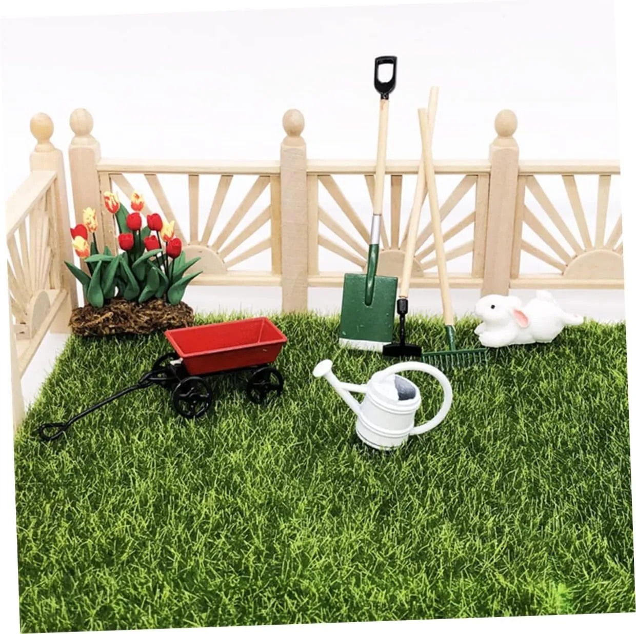 Toyvian 4 Sets Miniature Gardening Tool Dollhouse Accessories for Garden Scene Decor Creative Fairy Garden Kit to Inspire Imagination and Hands Play