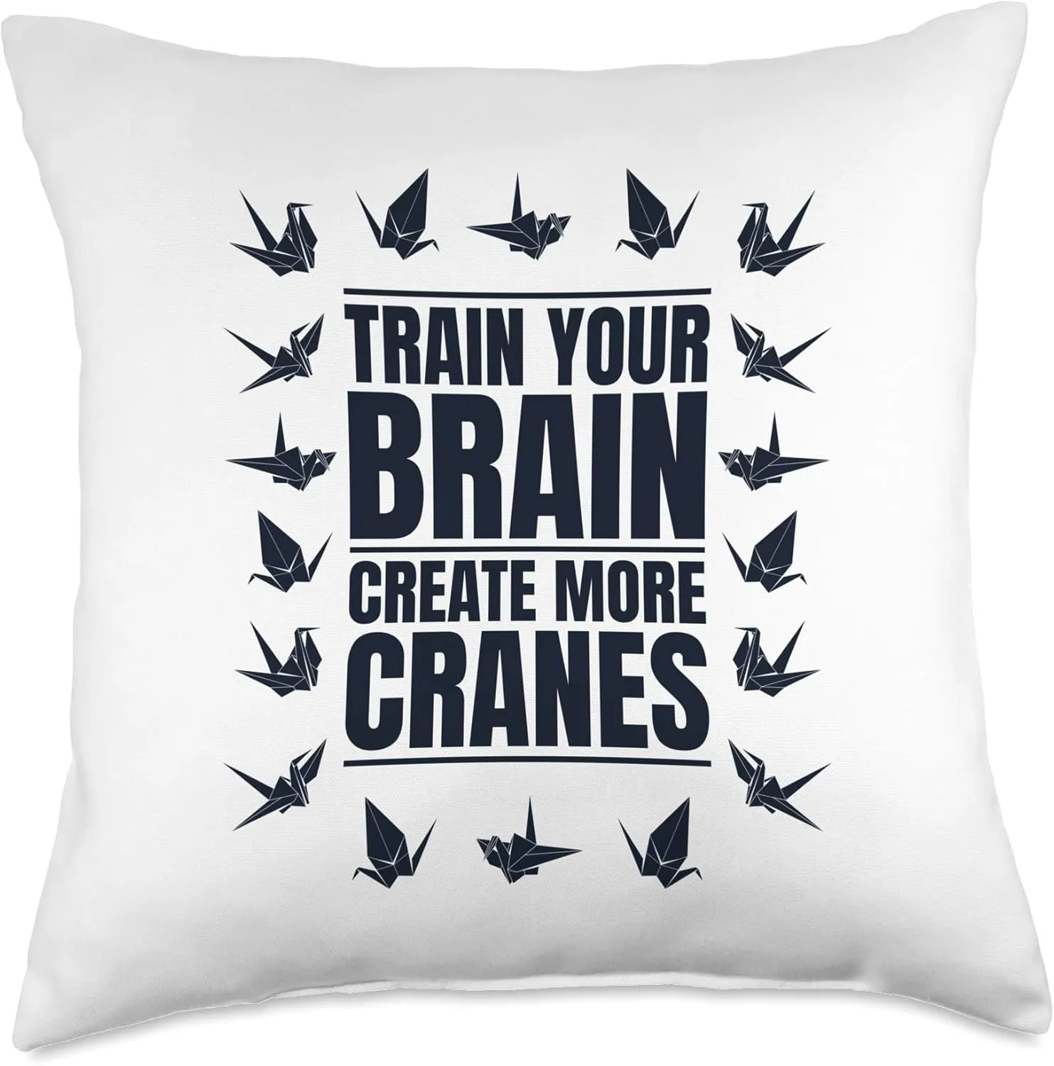Train Your Brain Create More Cranes Folding Owl Origami Throw Pillow, 18x18, Multicolor