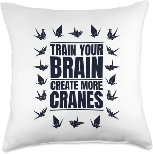 Train Your Brain Create More Cranes Folding Owl Origami Throw Pillow, 18x18, Multicolor