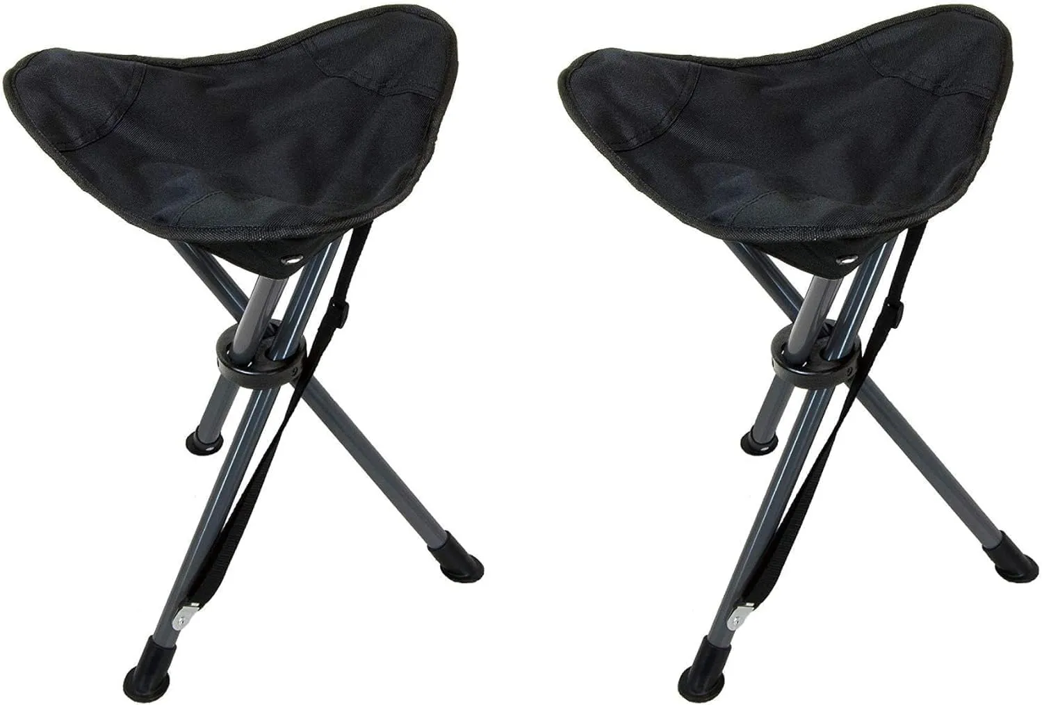 Travel Chair C-Series Slacker Tripod Chair for Camping, Lightweight Chair, Adjustable Carry Strap for Easy Transport | Outdoor Adventures Lighter Version of The Original Slacker Stool, Black - 2-Pack