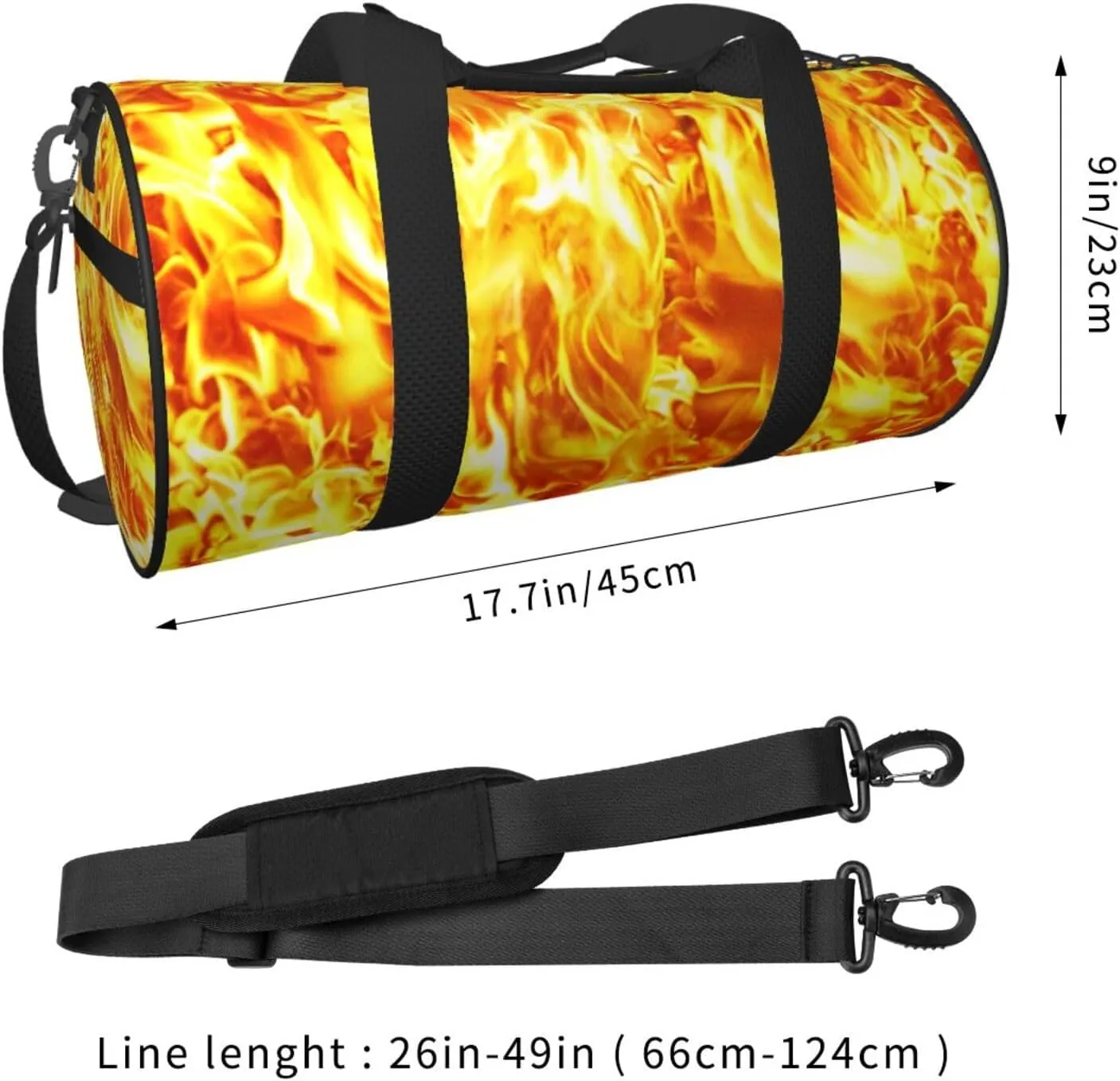 Travel Duffle Bag for Men Women, Fire Flames Duffle Bags for Sport Gym Overnight Luggage
