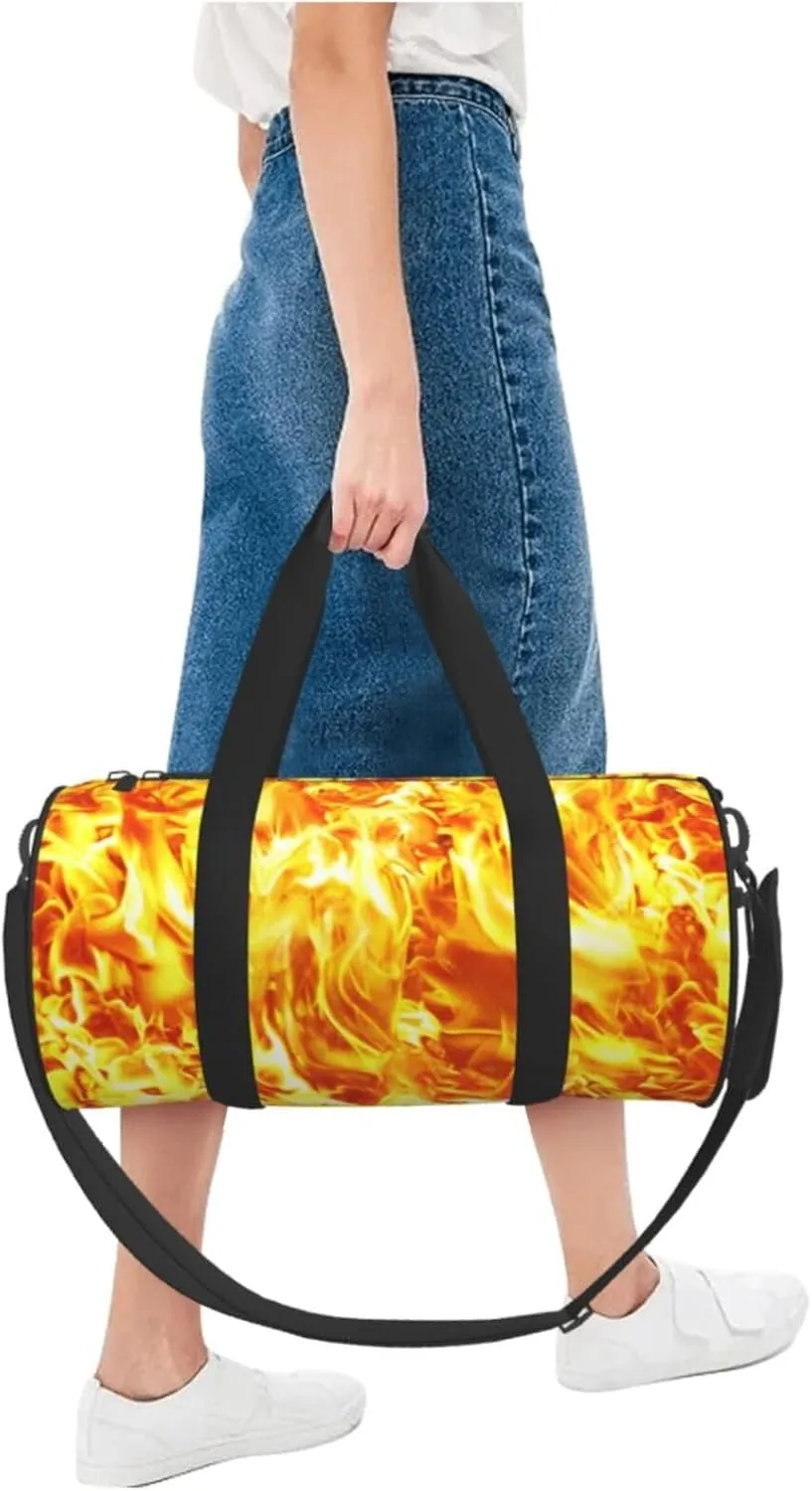 Travel Duffle Bag for Men Women, Fire Flames Duffle Bags for Sport Gym Overnight Luggage