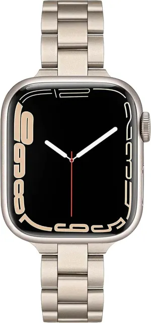 TRUMiRR Band for Apple Watch Series 10 42mm 46mm 9 8 7 41mm 45mm Starlight Women, Slim Stainless Steel Watchband Feminine Strap Replacement for iWatch Ultra SE Series 6 5 4 40mm 44mm