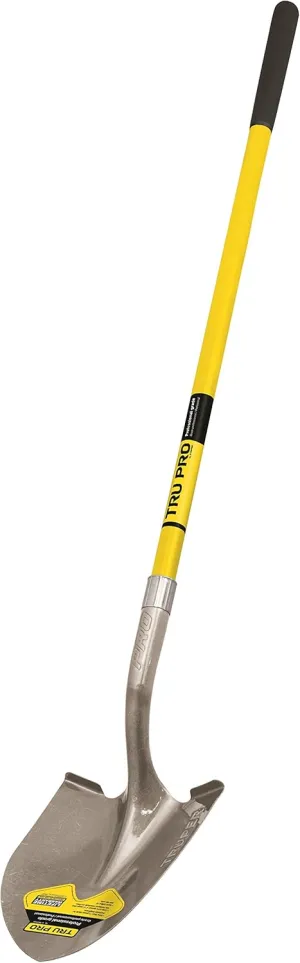 Truper 31198 Tru Pro Round Point Shovel, Fiberglass Handle, 10-Inch Grip, 48-Inch
