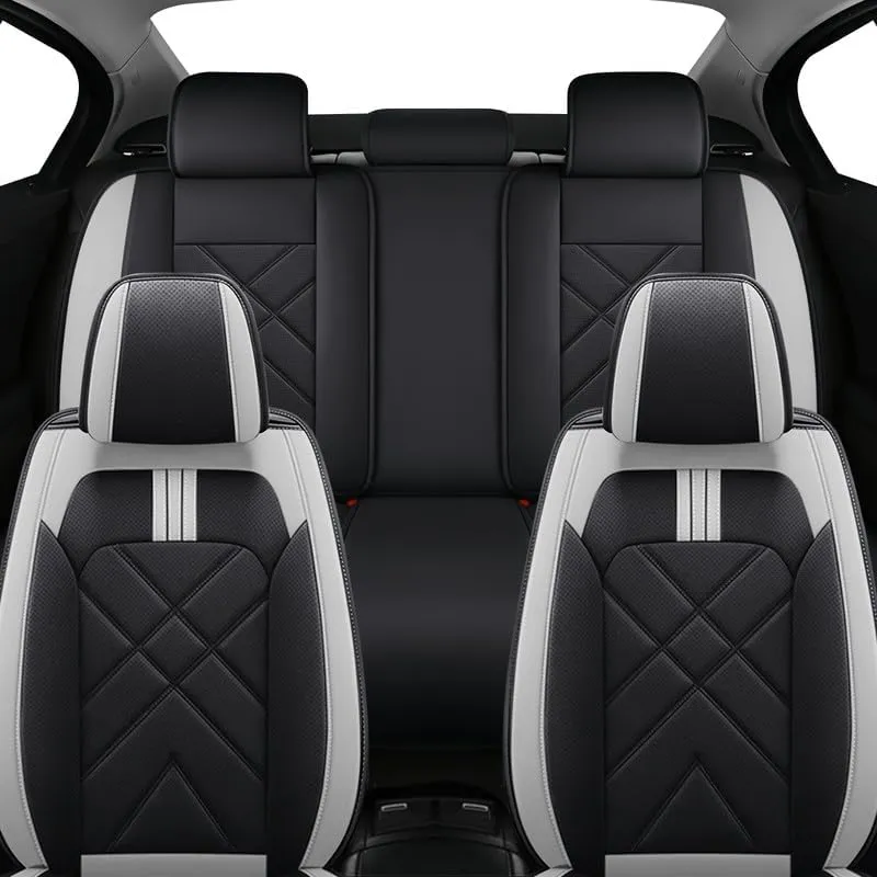 TTX LIGHTING Car Seat Covers Fit for Mazda CX-30 2020-2024 2025 - Breathable Leather Waterproof 2 Front Seat Protector (Black & Light Gray)