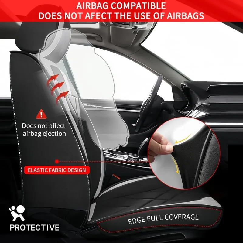 TTX LIGHTING Car Seat Covers Fit for Mazda CX-30 2020-2024 2025 - Breathable Leather Waterproof 2 Front Seat Protector (Black & Light Gray)