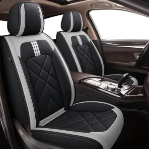 TTX LIGHTING Car Seat Covers Fit for Mazda CX-30 2020-2024 2025 - Breathable Leather Waterproof 2 Front Seat Protector (Black & Light Gray)