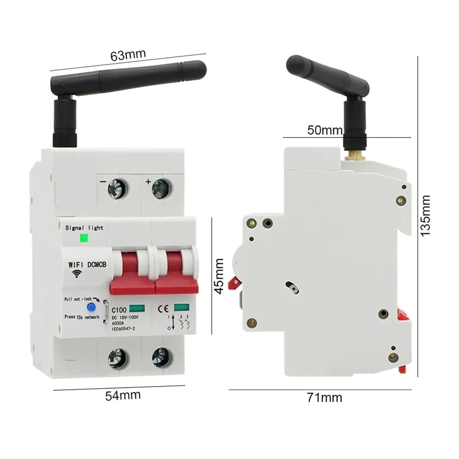 Tuay Smart Life DC Smart Circuit Breaker 12V 24V 48Voverload Short Circuit Protection with Alexa Home for(63A)