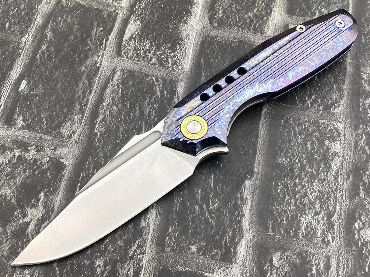 TwoSun TS194-M390-Color Folding Knife Stonewash M390 Blade Titanium Handle Pocket Knife Plain Edge Outdoor Camping Tool