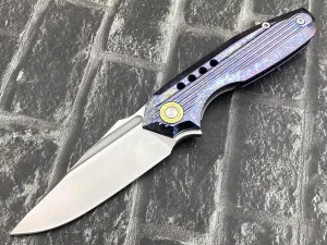 TwoSun TS194-M390-Color Folding Knife Stonewash M390 Blade Titanium Handle Pocket Knife Plain Edge Outdoor Camping Tool