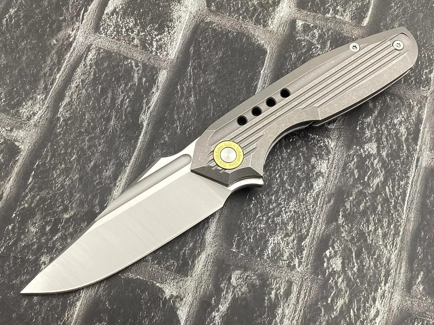TwoSun TS194-M390-Satin Folding Knife M390 Blade Sandwashed Titanium Handle Pocket Knife Plain Edge Outdoor Camping Tool