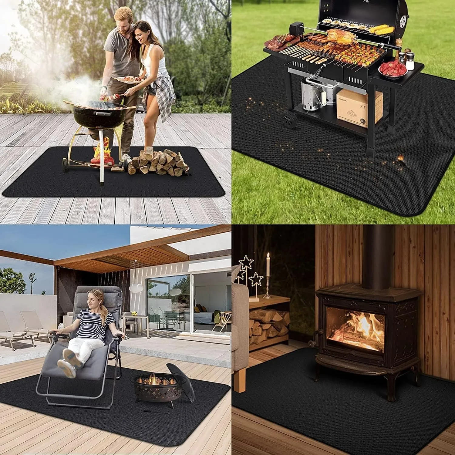 UBeesize Large 76x48 inches Under Grill Mat for Outdoor Grill,Double-Sided Fireproof Grill Pad for Fire Pit,Indoor Fireplace Mat Fire Pit Mat,Oil-Proof Waterproof BBQ Protector for Deck and Patio