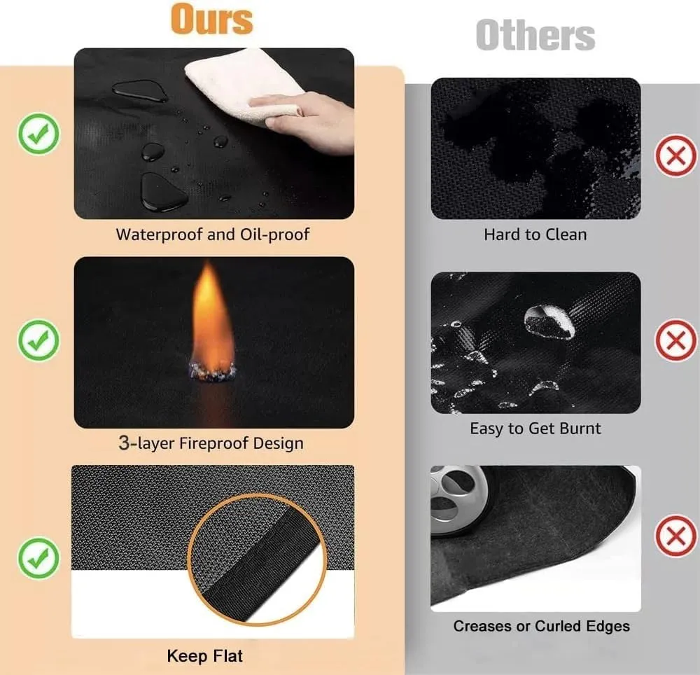 UBeesize Large 76x48 inches Under Grill Mat for Outdoor Grill,Double-Sided Fireproof Grill Pad for Fire Pit,Indoor Fireplace Mat Fire Pit Mat,Oil-Proof Waterproof BBQ Protector for Deck and Patio