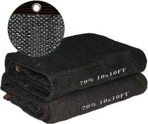 UCINNOVATE 2 Pack 70% Sunblock Shade Cloth 10ft x 10ft Shade Net Greenhouse Covers Fabric Mesh Tarp, Sunshade Sunscreen UV Resistant Netting with Grommets for Garden Patio Lawn Plant Outdoor Parking